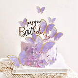 Popxstar 1Set Happy Birthday Cake Toppers Cake Decoration Handmade Butterfly Cupcake Topper For Wedding Birthday Party Baby Shower Baking