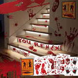 Popxstar Halloween Decoration Horrible Bloody Handprint stickers Halloween Window Wall Clings Floor Decals Stickers Halloween party props