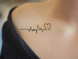 Popxstar Small Men's Tattoos Waterproof Temporary Tattoo Sticker Body Art Love Wave Heartbeat Line Small Size Fake Tatto Flash Tatoo for Girl Women