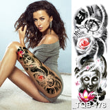 Popxstar large temporary tattoos women thigh leg tattoo sleeve pattern waterproof tatoo sticker body art sexy tatoo fake water sheet