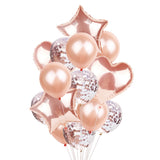 Popxstar 14Pcs Multi Confetti Balloon Happy Birthday Party Balloons Rose Gold Helium Ballons Boy Girl Baby Shower Party Supplies