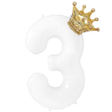 Popxstar 40inch Rose Gold Silver Crown Number Foil Balloons 1st 3st Birthday Party Wedding Balloon Supplies Baby Shower Air Globos Decor