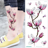popxstar Waterproof Temporary Tattoo Sticker Rose Flowers Leave Flash Tattoos Body Art Arm Fake Sleeve Tatoo Black Women Girls Wrist