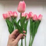 Popxstar 10pcs/lot Real Touch Flowers Pu Tulips Flower Artificial Bouquet Wedding Bridal Bouquet Decoration Flowers For Home Decor