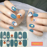 Popxstar 14Tips/Sheet Christmas/Halloween Nail Art Stickers Festival Pumpkin Wraps Waterproof Full DIY Manicure Accessories YMX Series