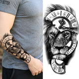 Popxstar Black Forest Tattoo Sticker For Men Women Children Tiger Wolf Death Skull Temporary Tattoo Fake Henna Skeleton King Animal Tatoo