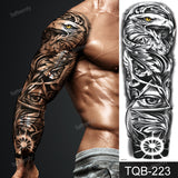 Popxstar Full Arm Temporary Tattoos Large Black Totem Trial Boys Tatoo Fake Waterproof Skull Lion Sleeve Tattoo Stickers Body Art Makeup