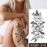 Waterproof Temporary Tattoo Sticker Blue Rose Peony Flowers Flash Tattoos Cross Rosary Body Art Arm Fake Sleeve Tatoo Women Men