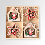 New Year Decor Xmas Gift Box 12Pcs Santa Claus Wooden Christmas Ornaments Merry Christmas Decorations for Home Noel Navidad