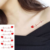 Popxstar small men's tattoos   Waterproof Temporary Tattoo Sticker Body Art Love Wave Heartbeat Line Small Size Fake Tatto Flash Tatoo for Girl Women