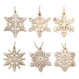 Popxstar 6pcs Vintage Christmas Snowflakes Wooden Pendants Wood Craft Kids Toys Christmas Decorations for Home Tree Ornaments New Year