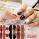 Popxstar 14Tips/Sheet Christmas/Halloween Nail Art Stickers Festival Pumpkin Wraps Waterproof Full DIY Manicure Accessories YMX Series