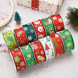 Popxstar Christmas Polyester Ribbon Christmas Bronzing Printed New Year Gifts Wrapping Ribbon for Christmas Decoration DIY Sewing Fabric