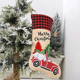 New Christmas Decorations Christmas Socks for The Elderly In The Forest Home Hotel Ornaments Linen Lattice Christmas Gift Bag