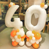 Popxstar 40inch Number Foil Balloon Adult Kids Birthday Balloons Set Orange Theme Happy Birthday Party Baby Shower Decoration Air Globos