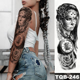 Popxstar Large Arm Sleeve Tattoo Lion Crown King Rose Waterproof Temporary Tatoo Sticker Wild Wolf Tiger Men Full Skull Totem Tatto