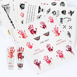 Popxstar 12Pcs Halloween Sticker Set Bat Witch Cat Sticker Design For Nail Art Decorations Water Transfer Sliders Tips Christmas Manicure