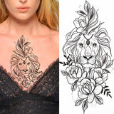 Popxstar 1pc Animal Lion Women Waterproof Temporary Tattoos Fake Stickers Arm Sun Art Black Cross Jesus 3D Praying Fashion Decoration