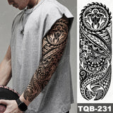 Popxstar Large Arm Sleeve Tattoo Lion Crown King Rose Waterproof Temporary Tatoo Sticker Wild Wolf Tiger Men Full Skull Totem Fake Tatto