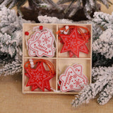 New Year Decor Xmas Gift Box 12Pcs Santa Claus Wooden Christmas Ornaments Merry Christmas Decorations for Home Noel Navidad