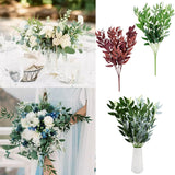 Popxstar 5 Forks Artificial Willow Leaves Green Fake Plants DIY Faux Bouquet Foliage Accessor for Home Wedding Forest Party Decoration