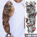 Popxstar Large Arm Sleeve Tattoo Japanese Dragon Prajna Waterproof Temporary Tatto Sticker Mechanical Body Art Full Fake Tatoo Women Men
