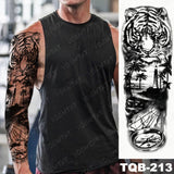 Popxstar Large Arm Sleeve Tattoo Lion Crown King Rose Waterproof Temporary Tatoo Sticker Wild Wolf Tiger Men Full Skull Totem Fake Tatto