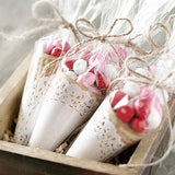Popxstar Valentine's Day 50pcs Baby Shower Wedding Sweet Clear Candy Cone Storage Bags Kids Gift Bags Happy Birthday Party Candy Bags Supplies