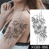 Waterproof Temporary Tattoo Sticker Blue Rose Peony Flowers Flash Tattoos Cross Rosary Body Art Arm Fake Sleeve Tatoo Women Men