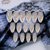 Popxstar Holo Glitter Pink Nude French Ballerina Coffin False Nails Gradient Natural Press on Fake Nails Tips Daily Office Finger Wear