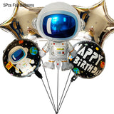Popxstar Outer Space Balloon Garland Kit Arch Moon Rocket Astronaut Foil Helium Balloons For Galaxy Theme Boy Kids Birthday Party Decor