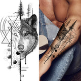 Popxstar Black Forest Tattoo Sticker For Men Women Children Tiger Wolf Death Skull Temporary Tattoo Fake Henna Skeleton King Animal Tatoo