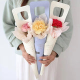 Paper Flower Bags With Gift Card Rose Florist Wrapping Gift Box Flower Packaging Creative Handle Box