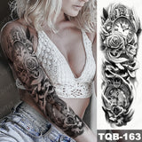 Popxstar Large Arm Sleeve Tattoo Lion Crown King Rose Waterproof Temporary Tatoo Sticker Wild Wolf Tiger Men Full Skull Totem Tatto