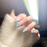 Popxstar spring centerpiece ideas short square acrylic nails spring dip nails 24pcs Mid Length Fake Nails Ballet Removable Wear Full Cover Coffin Artificial Manicure Patch False Nail Tips with Glue