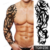 Popxstar Full Arm Temporary Tattoos Large Black Totem Trial Boys Tatoo Fake Waterproof Skull Lion Sleeve Tattoo Stickers Body Art Makeup