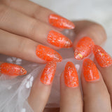 Popxstar Holo Glitter Pink Nude French Ballerina Coffin False Nails Gradient Natural Press on Fake Nails Tips Daily Office Finger Wear
