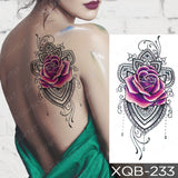 Waterproof Temporary Tattoo Sticker Blue Rose Peony Flowers Flash Tattoos Cross Rosary Body Art Arm Fake Sleeve Tatoo Women Men
