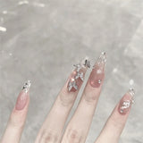 Popxstar Spring Centerpiece Ideas Short Square Acrylic Nails Spring Dip Nails 24pcs Rhinestone Design Fake Nails Shiny Bridal Women Lady Party Nail DIy Decorations Press On Nail Tips False Nail Patch