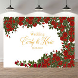 Popxstar NeoBack Customizable Green Leaf Rose Floral Wedding Photography Backgrounds Anniversary Birthday Photocall Photo Backdrop Banner