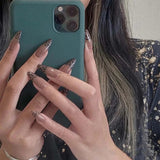 Popxstar spring centerpiece ideas short square acrylic nails spring dip nails 24pcs Mid Length Fake Nails Ballet Removable Wear Full Cover Coffin Artificial Manicure Patch False Nail Tips with Glue