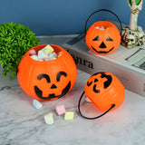 Popxstar 1/3pcs Halloween Pumpkin Bucket Portable Plastic Candy Basket Trick Or Treat Kids Gift Packaging Halloween Party Decor Supplies