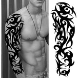 Popxstar Black God Wolf Temporary Sleeve Tattoos For Women Men Adult Skull Geometric Tattoo Sticker Fake Flower Full Arm Tatoos Realistic