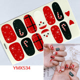 Popxstar 14Tips/Sheet Christmas/Halloween Nail Art Stickers Festival Pumpkin Wraps Waterproof Full DIY Manicure Accessories YMX Series