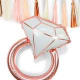 Popxstar New Year Valentine's Day 1pc Rose Gold Diamond Ring Foil Balloons Bride to Be Balloon Valentines Day Wedding Decorations Engagement Party Supplies