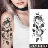 Waterproof Temporary Tattoo Sticker Blue Rose Peony Flowers Flash Tattoos Cross Rosary Body Art Arm Fake Sleeve Tatoo Women Men