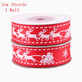 Popxstar Christmas Polyester Ribbon Christmas Bronzing Printed New Year Gifts Wrapping Ribbon for Christmas Decoration DIY Sewing Fabric