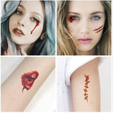 Popxstar 30pcs/pack Halloween Tattoo Stickers Simulation Horror Bleeding Suture Scars Stickers DIY Halloween Decoration Party Supplies-S