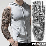 Popxstar Large Arm Sleeve Tattoo Japanese Dragon Prajna Waterproof Temporary Tatto Sticker Mechanical Body Art Full Fake Tatoo Women Men