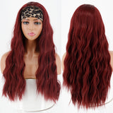 Popxstar Synthetic Long Body Wavy Headband Wig for Black Women, High Density Glueless Black Long Curly Headband Wigs Natural Looking for